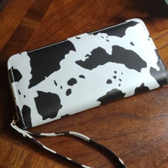 Cow Print Wallet Black & White Cottagecore Country Western Rodeo - Picture 3 of 4
